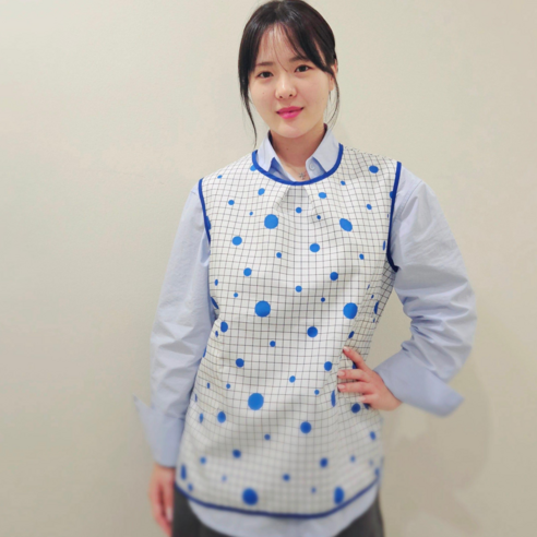 주방방수앞치마 미용 네일샵 피부관리실 초경량앞치마, 파란빛 원형, 1개, M