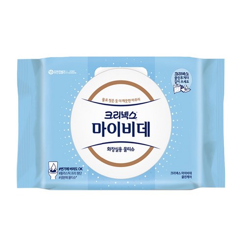 크리넥스 마이비데 화장실용 물티슈 리필형, 2팩, 40매입