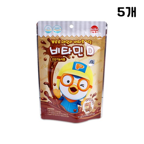 뽀로로 데일리 비타츄잉정 초코맛 15정, 52.5g, 5박스