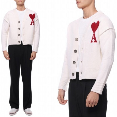 아미 남성용 23FW 하트 로고 울 가디건 (BFUKC006 018 154 M 23F) 아미가디건 아미 남성용 23FW 하트 로고 울 가디건 (BFUKC006 018 154 M 23F) 아미가디건