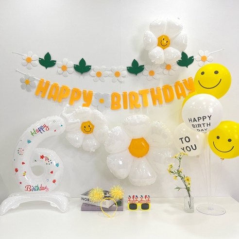 하피블리 데이지 생일가랜드 레터링숫자풍선 세트, 생일 가랜드 숫자6번