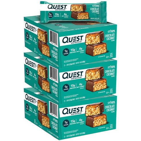 퀘스트뉴트리션 히어로 프로틴 바 크리스피 12개입, 3개, 660g