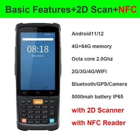 IData 무선 바코드 스캐너 QR 핸드헬드 PDA NFC 리더 구글 플레이 스토어 4G 와이파이 5000mah 배터리 K3S, 02 Basic 2D Scanner NFC_03 EU