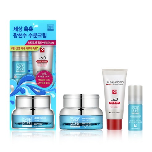 케어존 노르데나우 워터크림 50ml + 샤워 세럼 10ml + 폼 클렌저 30ml, 1세트