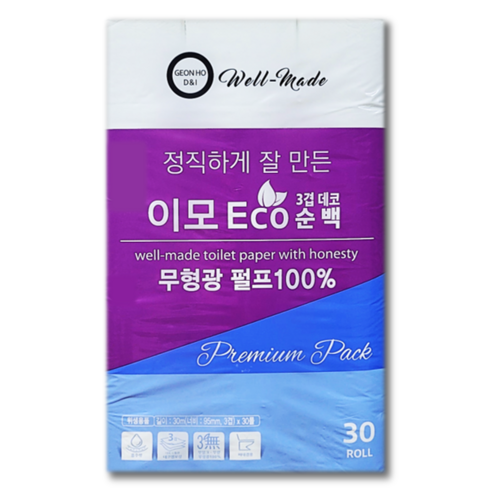 정직하게 잘 만든 이모 휴지, 무형광 순백 30롤