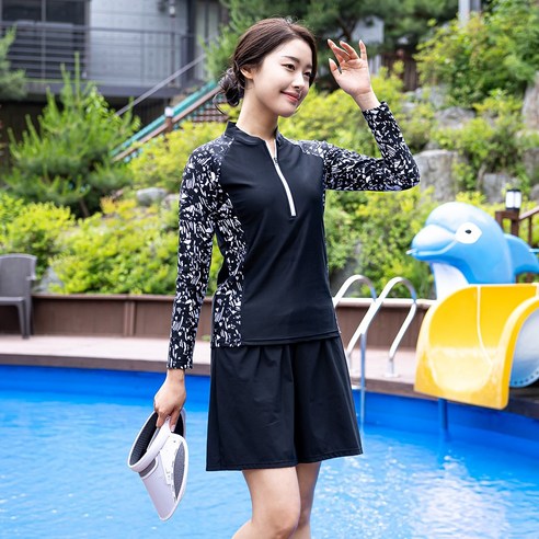 모슬린 엄마옷 배색래쉬가드수영복상하세트 ESW206355 마담 미시옷 중년여성의류 빅사이즈 50대 60대여성옷
