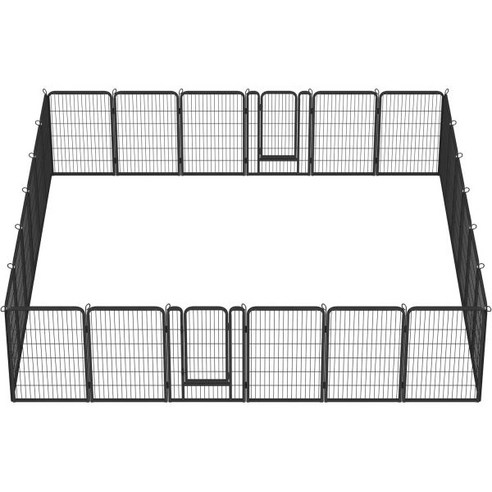 탑피크마트 6 패널 펫독 펜 32인치 높이 헤비 듀티 접이식 메탈 휴대 강아지 운동 배리어 고양이 닭 래빗 울타리 달 실내 블랙 포함, 24 Panels, 40