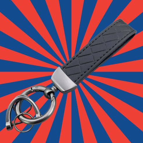 워크세븐 고급 가죽 자동차 키링 열쇠고리, 1개, 블랙
