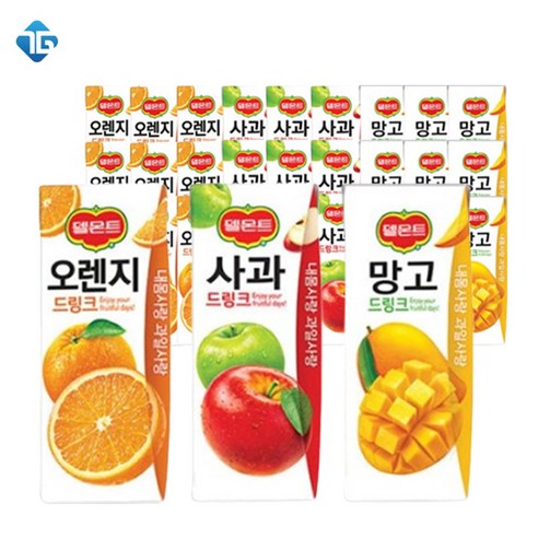 델몬트 드링크팩 주스 190ml 30팩 혼합 오렌지주스10팩+망고주스10팩+사과주스10팩, 30개