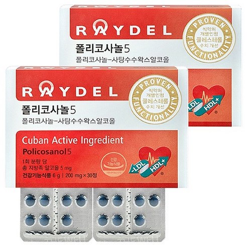 레이델 폴리코사놀5 200mg x 30정 1개월분, 30개, 1개 Best Top5