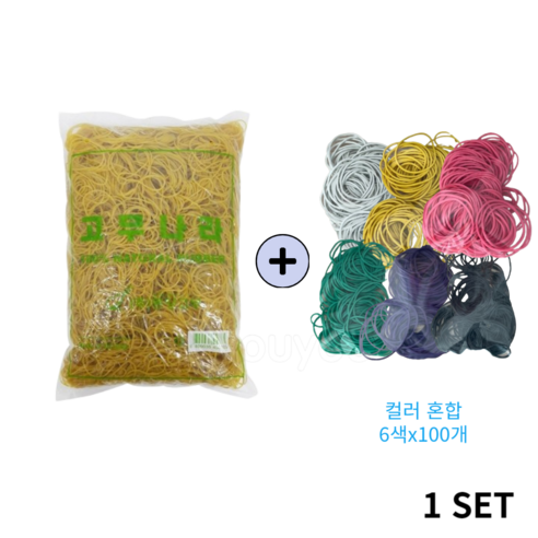 고무나라 고무밴드 1kg 70 x 1.5 mm, 단일 + COLOR 혼합(100개), 1개
