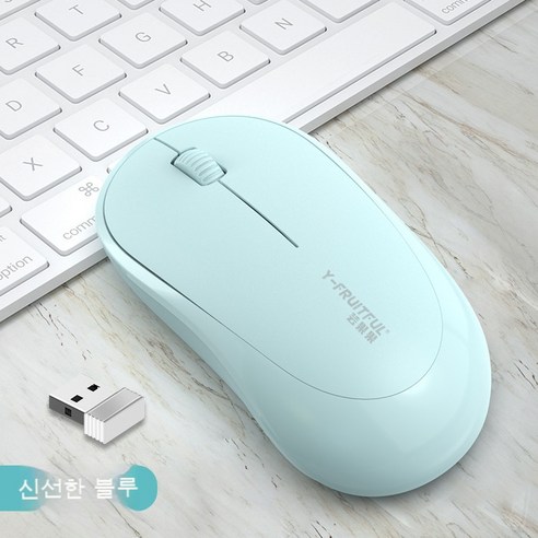 Y6 크로스보더 위시 오피스 컬러 마우스 2.4G 포토 마우스 상큼하고 귀여운 무선 마우스, 푸른 색
