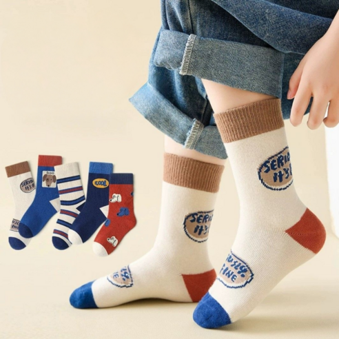 -어반바스켓-아동용 어린이 쿨독 중목 양말 5켤레 세트