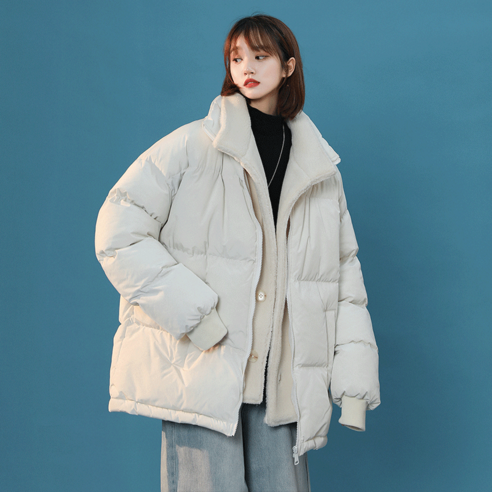 YY 여성 가짜 두 조각 코튼 패딩 코트 양털 안감 두꺼운 코튼 자켓 겨울 느슨한 코튼 패딩 코트
