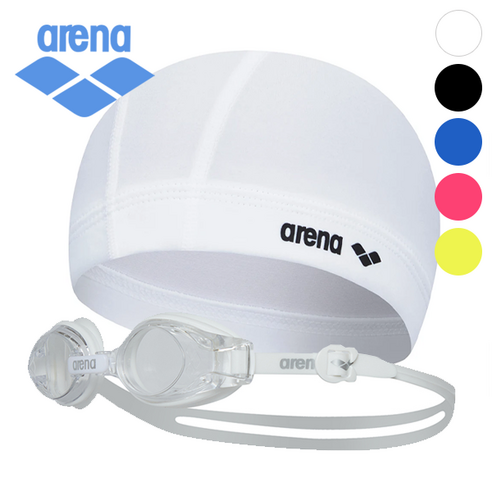 [정품] 아레나 수경 수모 생존수영 세트 초등 유아 주니어, 1세트, 화이트
