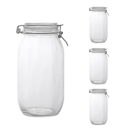 차이나다 다용도 밀폐유리병 2000ml, 4개