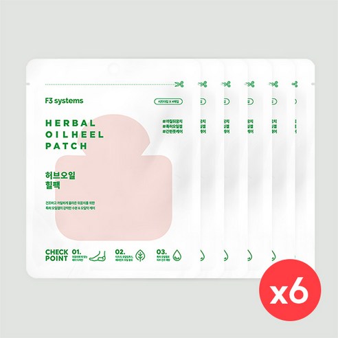 F3 허브오일 힐팩 뒤꿈치 패치 힐패치, 6개, 1개입