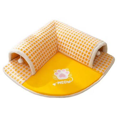 타오진 고양이 숨숨집 터널 매트 놀이터 장난감, S(50*40cm), 1개, 노란색