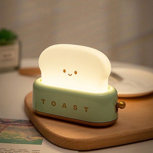 프루그 귀여운 무드등 토스트 식빵 LED 램프, 그린