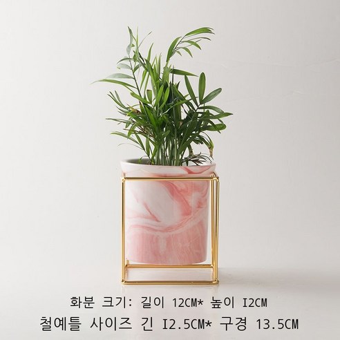 창의적 대리석 무늬 도자기 벽걸이 화분 탁자 베란다 심플하다 파인애플 다육식물 말뚝 분재 화기, 금테 붉은 대리석 무늬