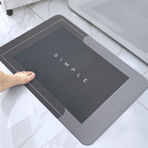 DFMEI 타원 실리콘 슬라브 쿠션 화장실 주방 물흡입 도어 매트 매트 카펫 욕실 미끄럼 방지깔다, 사각-그레이(고무), 10*25cm