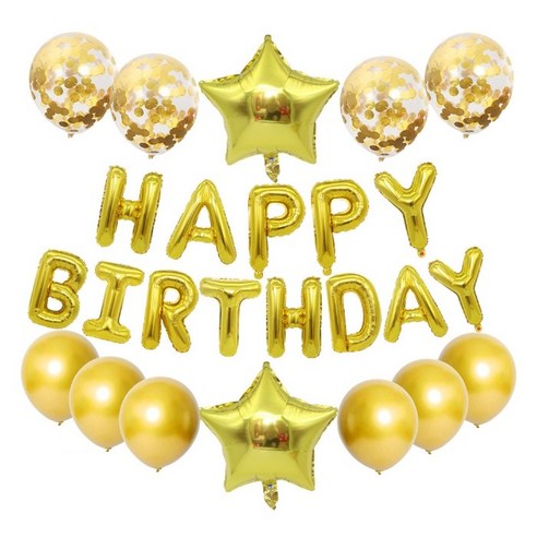 GAM 이벤트 파티 풍선 세트 생일파티 파티용품 생일파티세트 생일풍선 생일파티용품, 심플블링-메탈골드