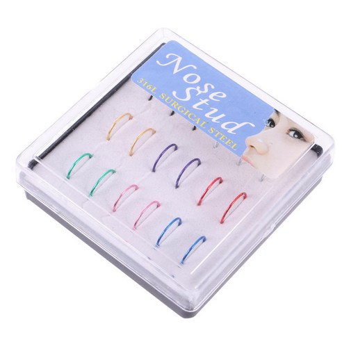 18Pcs 스테인레스 스틸 가짜 격막 링 코 후프 피어싱 리모콘 링 리테이너 세트 바디 쥬얼리