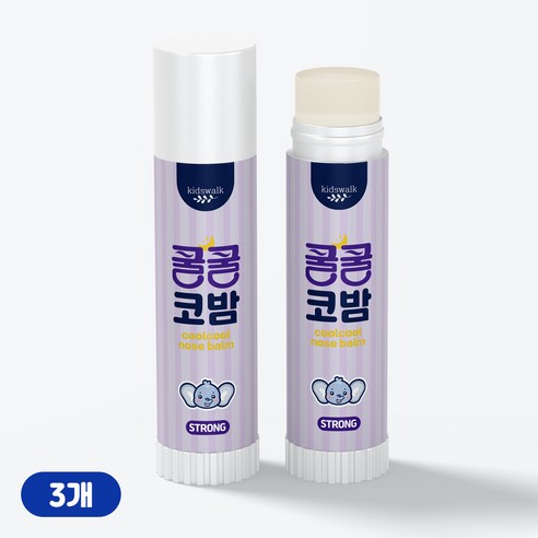 코건조 돌 아기 코막힘 비염 노즈밤 성인 코보습제 쿨링밤 키즈웍 쿨쿨코밤 스트롱, 3개