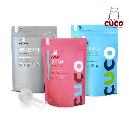 한내음 CUCO 1kg 3종 세트(베이킹소다+과탄산소다+구연산), 1kg 베이직 3종 세트(과+베+구)