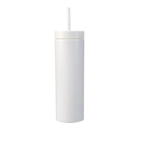 16oz 더블 AS 플라스틱 스트레이트 컵 다색 스크럽 음료 물컵, 백색, 501-600ml