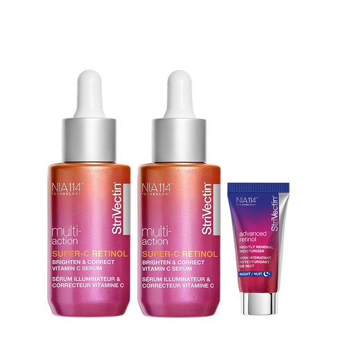 Strivectin 스트라이벡틴 NIA-114 슈퍼씨레티놀 브라이튼 앤 코렉트 비타민씨 세럼 30ml (피부탄력 피부결개선 피부윤기 피부장벽개선에 도움), 2개