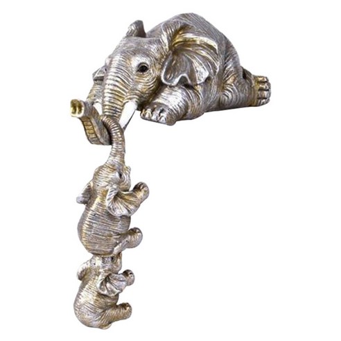 귀여운 코끼리 입상 홈 데스크탑 수지 공예 동물 동상 장식, 은, {"수건소재":"수지"}