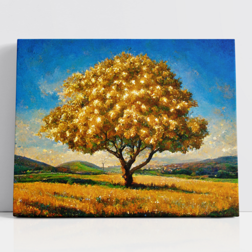 아트앤코 DIY 보석십자수 액자 캔버스형, 1세트, 황금잎의 나무