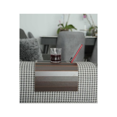 led 크리에이티브 테이블 미니 무드등 집게조명 나무 사이드 테이블 50x27.8 cm 플레이스 매트 센터 가죽, 1개