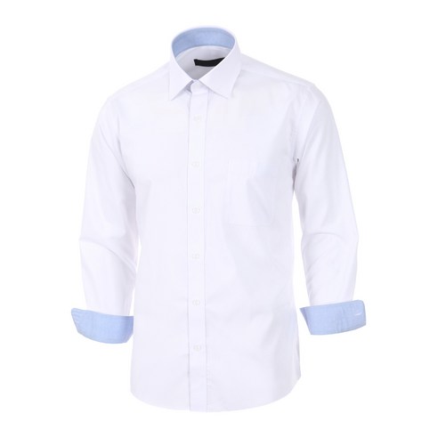 로베르따셔츠 남성용 TR 솔리드 스판 일반핏 화이트 긴소매 셔츠 RR0-305-1