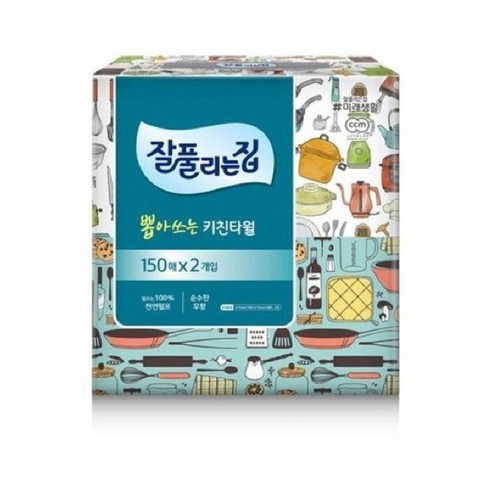 잘풀리는집 뽑아쓰는 키친타올 150매 2입 1팩, 2개