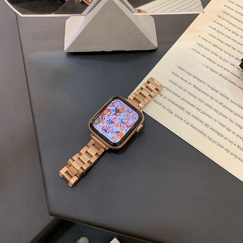 새로운 팔찌는 Watch Series 7 6 5 4 3 2 SE 스테인리스 스틸 스트랩 45MM/41MM ins wind와 호환됩니다., rose gold, 41mm