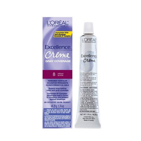 로레알 엑셀런스 크림 그레이 커버리지 49.29g, 8 Medium Blonde, 1개