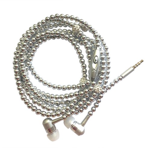 dodocool 진주 목걸이 헤드셋 3.5mm 유선 헤드셋(마이크 포함), 은, 이어폰