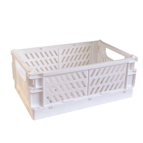 접을 수있는 상자 플라스틱 접이식 저장 상자 바구니 유틸리티 화장품 용기, 하얀색