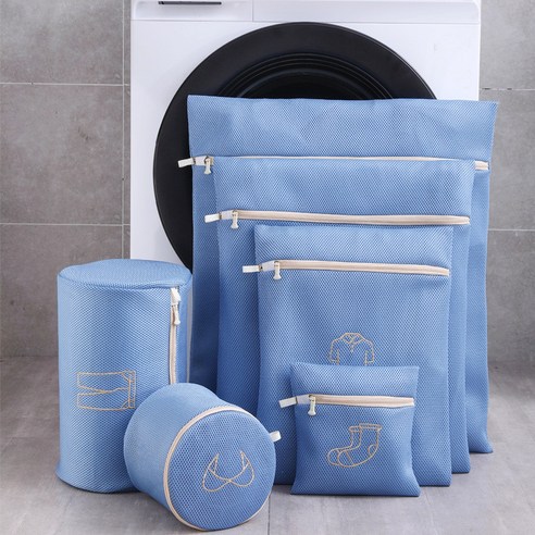 세탁기 세탁 가방 두꺼운 그물 더러운 옷 세탁 주머니 여행 의류 보관 가방 브래지어 세탁 바구니 속옷 세탁, Morandi Blue, 02 Morandi Blue