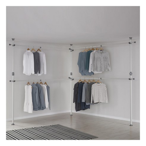 왕자행거 왕자행거 왕자 심플2단커텐행거브라운커텐32mm, 아이보리함마분체도장, 커튼커버(브라운+아이보리) [왕자행거] 왕자 점보코너4단조절행거_아이보리실버(813), 상세 설명 참조