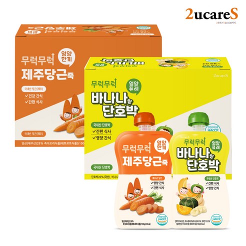 무럭무럭 과일퓨레 알뜰 묶음 (각 1박스), 2박스, 1.5kg, 바나나단호박 당근