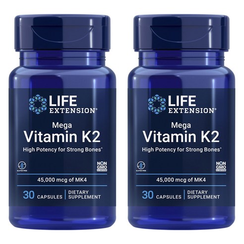 라이프익스텐션 메가 비타민 K2 MK4 45000mcg 캡슐, 30정, 2개