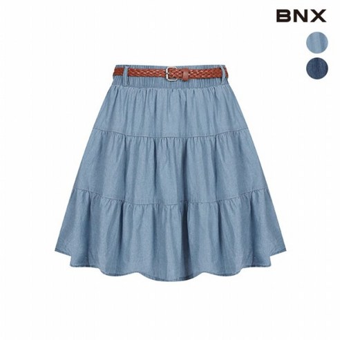 비엔엑스 BNX 여성 핀턱 데님 랩 스커트
