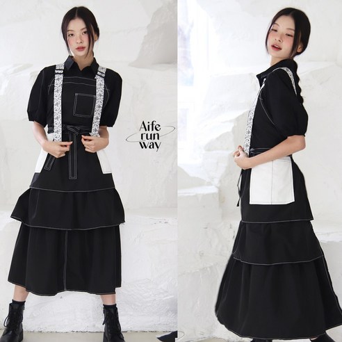 블랙칸타타 앞치마 카페앞치마 미용앞치마 방수 미용 공방 카페 apron, 1개