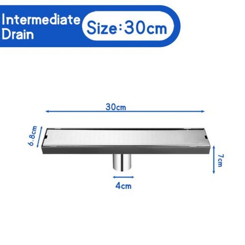 빗물받이 보이지 않는 바닥 드레인 304 스테인레스 스틸 직사각형 냄새 방지 욕조 샤워 트레이 긴 배수 선형 커버 닦았, 2) 20cm Side, 1개