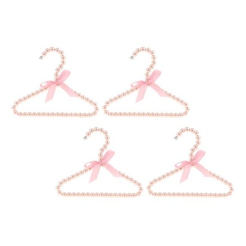 4pcs 진주 옷 바지 걸이 후크 홀더 핑크를위한 bowknot, 핑크, 20cm, 플라스틱