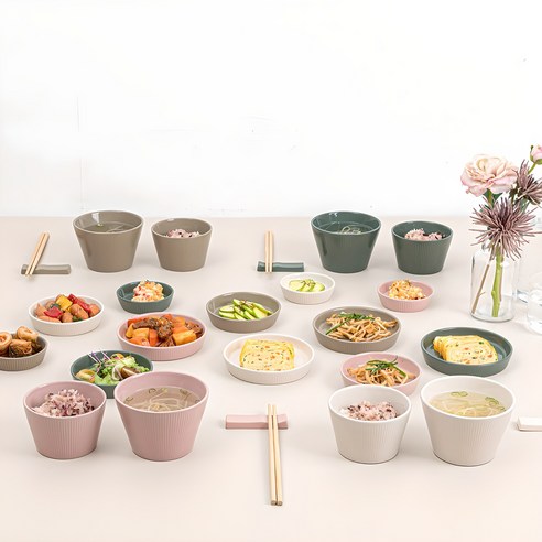 품격 있는 식탁을 완성하는 심플 디자인 혼합 컬러 4인 도자기 홈세트