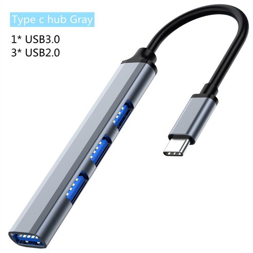 [XIG] USB C 허브 3.0 유형 C 3.1 3/4 포트 멀티 스플리터 어댑터 Macbook Pro 13 15 용 OTG USB Air Mi Pro 화웨이 PC 액세서리, TypeCBlackGray